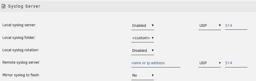 Remote syslog configuration