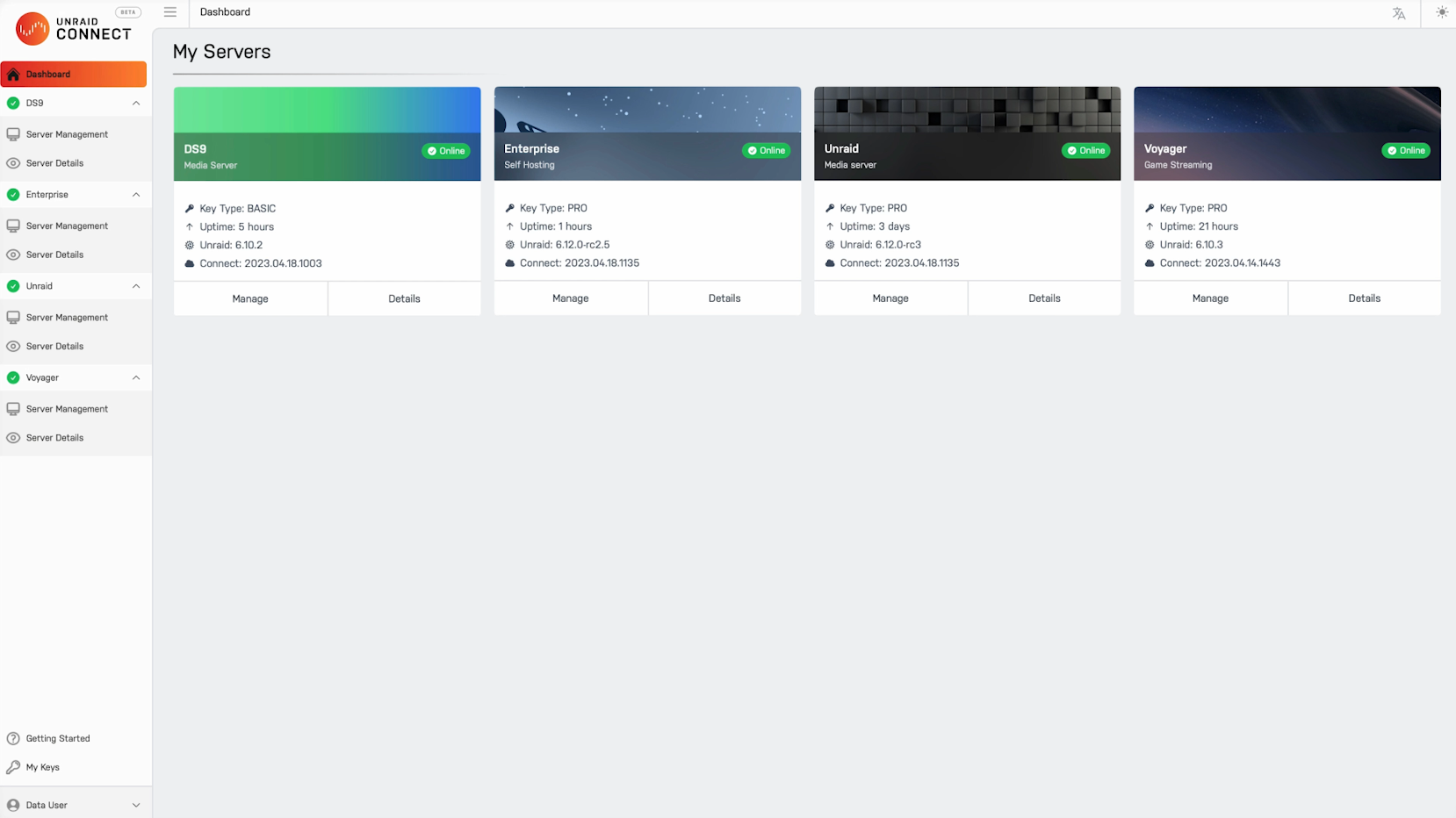 Panel Unraid Connect